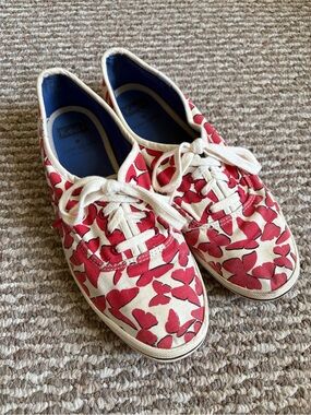 Keds x Kate Spade Butterfly Print Canvas Sneakers Pink Red Size 7